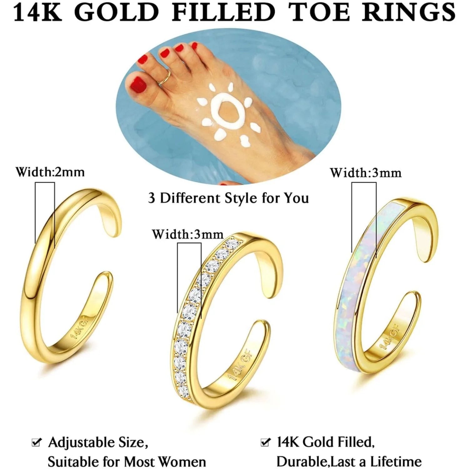 14K Gold Plated Toe Rings