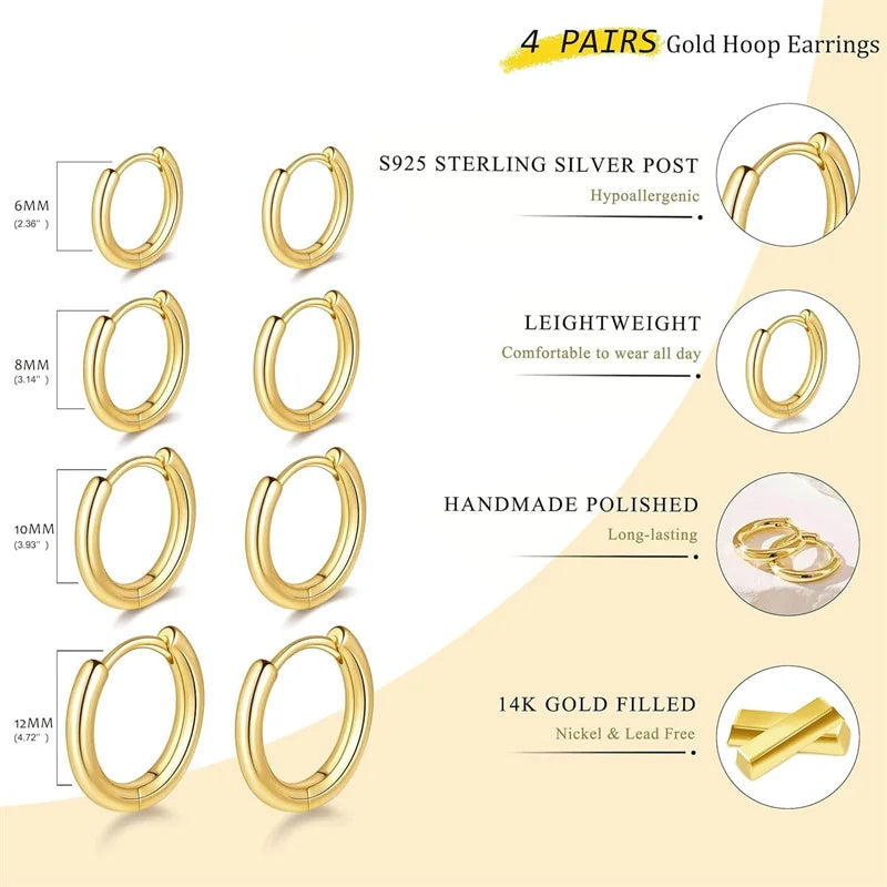 4 Pair Circle Earrings