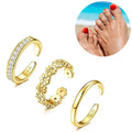 3pcs Gold Toe Ring