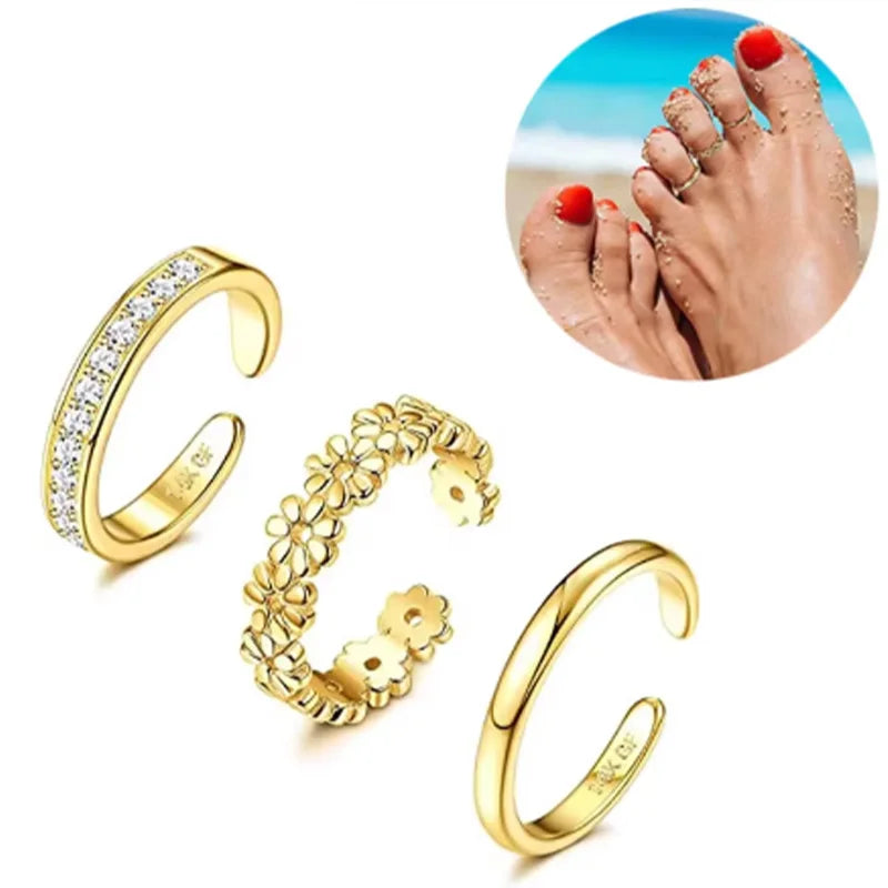 3pcs Gold Toe Ring